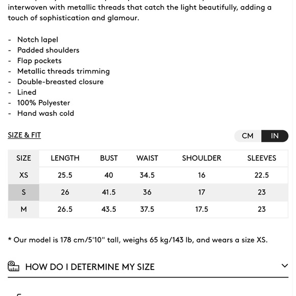 ♥️ Metallic Tweed Double Breasted Blazer in Cream - Picture 8 of 9